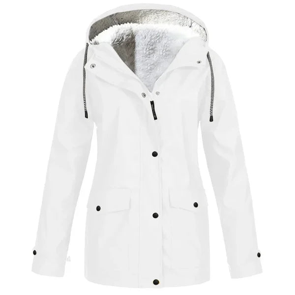 Warm Fleece Raincoat Women – Stylish Waterproof Jacket for Cold Weather