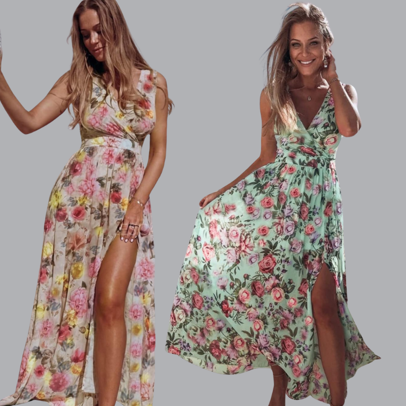 Summer Maxi Dress Women – Elegant Printed Long Dress for Casual Wear