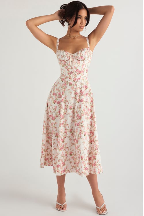 Summer Dress – Carmen Print Elegant Flowy Dress for Women