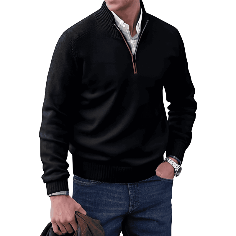 Men's Pullover with Short Zip – Lightweight Casual Sweater for Everyday Wear