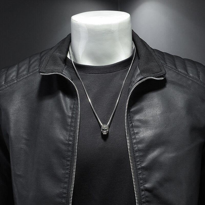 Leather Jacket Men – Stand-Up Collar Stylish Outerwear