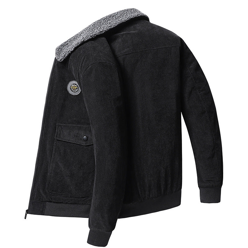 Fleece-Lined Jacket Men – Multi-Pocket Warm Winter Coat