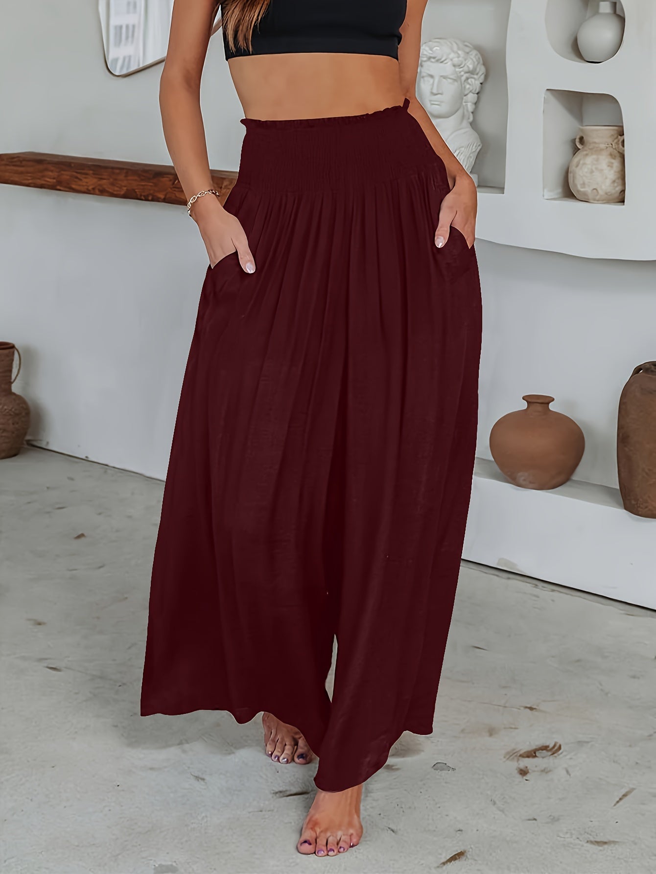 Wide Leg Pants for Women – Chic High-Waisted Trousers in Soft Fabric