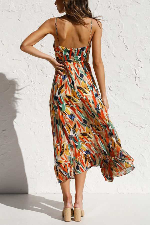 Colorful Midi Dress for Women – Elegant Casual Dress with Vibrant Print