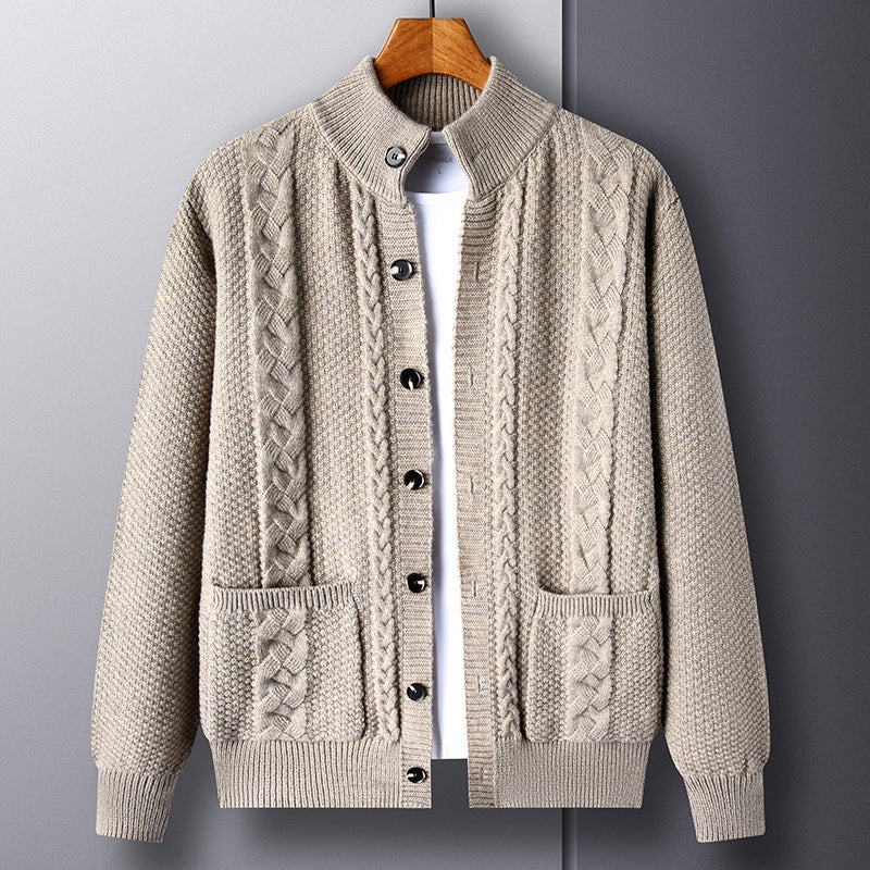 Casual Cardigan with Buttons – Stylish Diamond Knit Sweater for Women