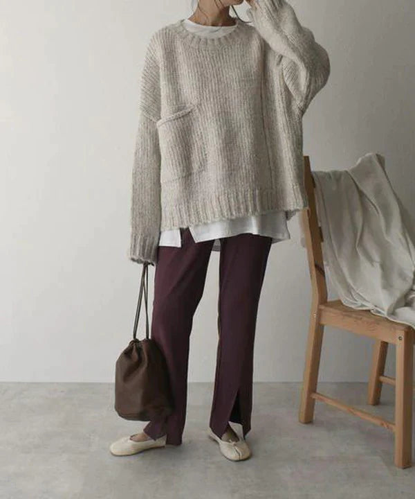 Elegant Sweater with Oversized Pockets – Cozy Knitwear for Women