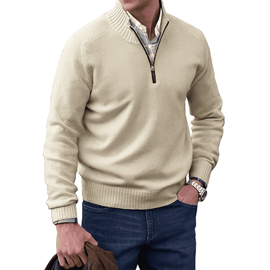 Men's Pullover with Short Zip – Lightweight Casual Sweater for Everyday Wear