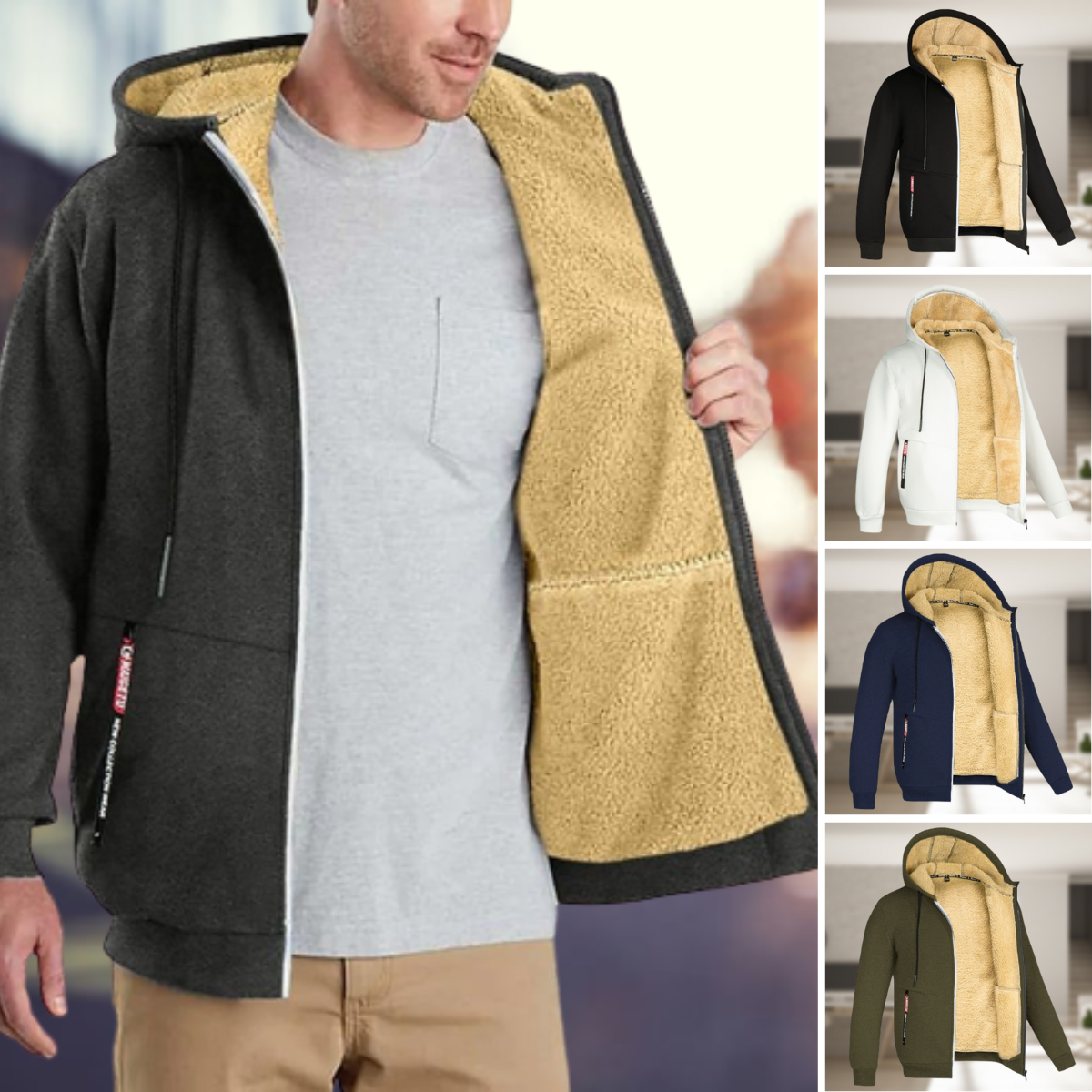 Men's Winter Jacket with Hood – Casual Fleece Lined Outerwear