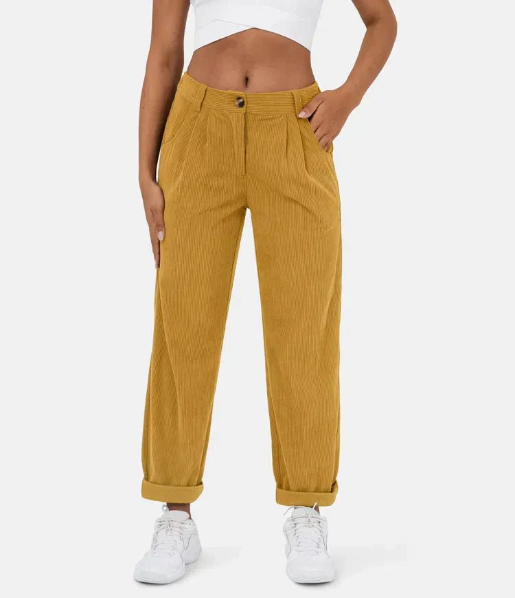 Women's Corduroy Pants – Stylish High-Waisted Trousers for Casual Wear