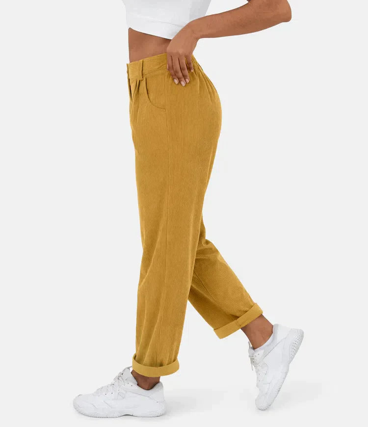 Women's Corduroy Pants – Stylish High-Waisted Trousers for Casual Wear