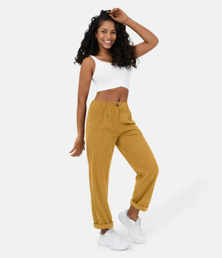 Women's Corduroy Pants – Stylish High-Waisted Trousers for Casual Wear