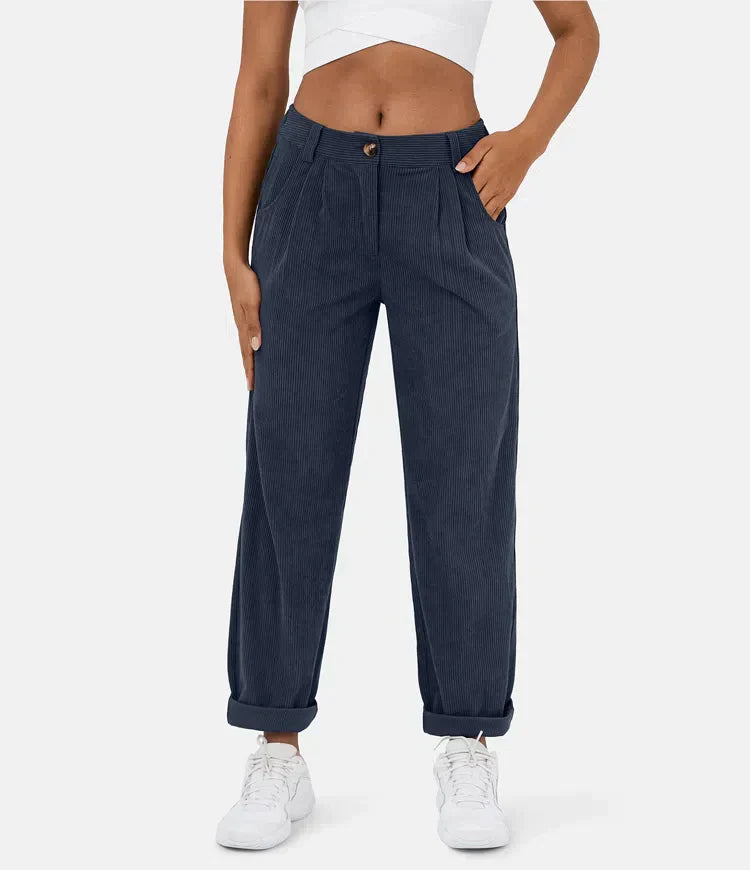 Women's Corduroy Pants – Stylish High-Waisted Trousers for Casual Wear