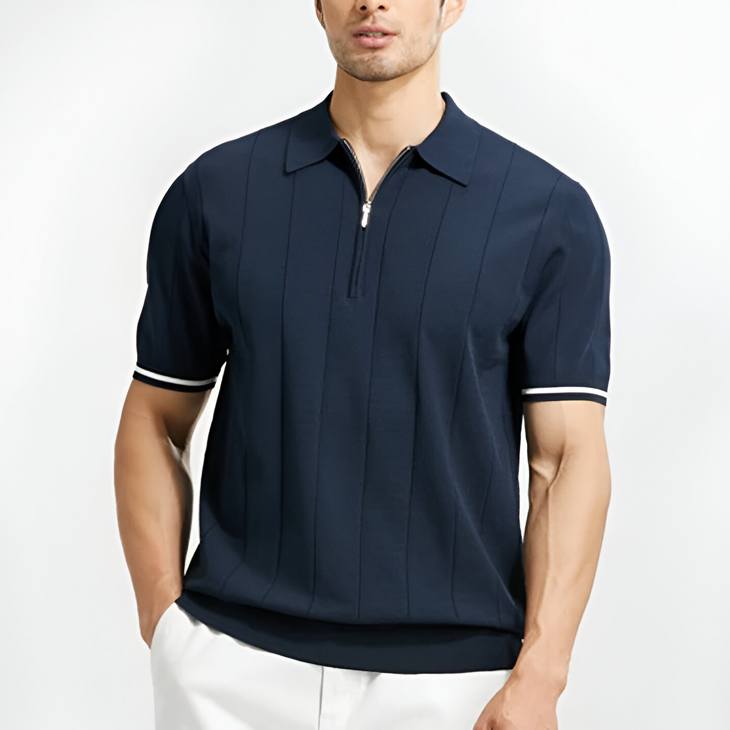 Men's Zipper Polo Shirt – Stylish Casual Top for Everyday Wear