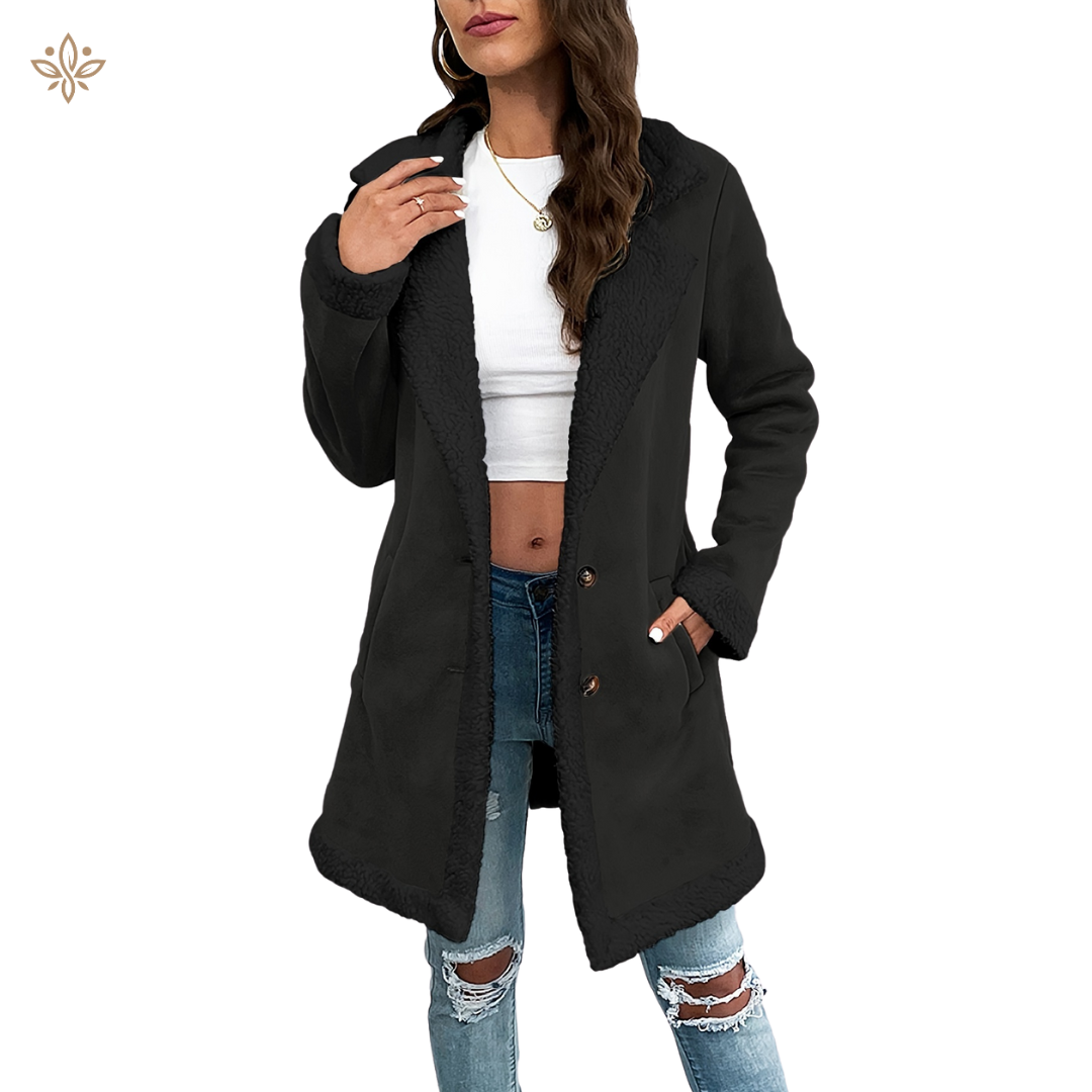 Women's Fleece-Lined Jacket – Elegant Warm Outerwear for Cold Weather