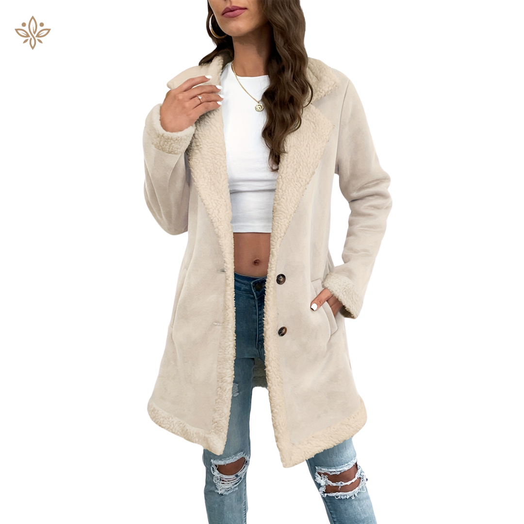 Women's Fleece-Lined Jacket – Elegant Warm Outerwear for Cold Weather