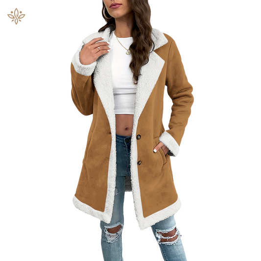 Women's Fleece-Lined Jacket – Elegant Warm Outerwear for Cold Weather