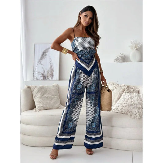 Backless Top and Pants Set – Chic Women's Outfit for Parties