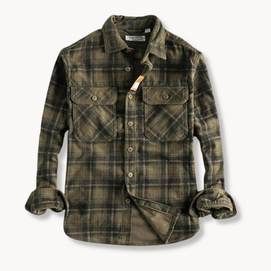 Flannel Shirt Men – Bruce Corduroy Casual Button-Up