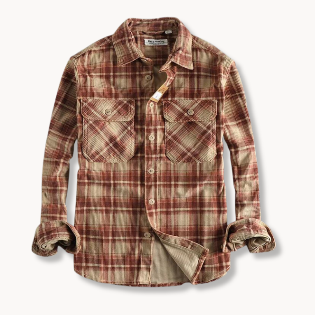 Flannel Shirt Men – Bruce Corduroy Casual Button-Up