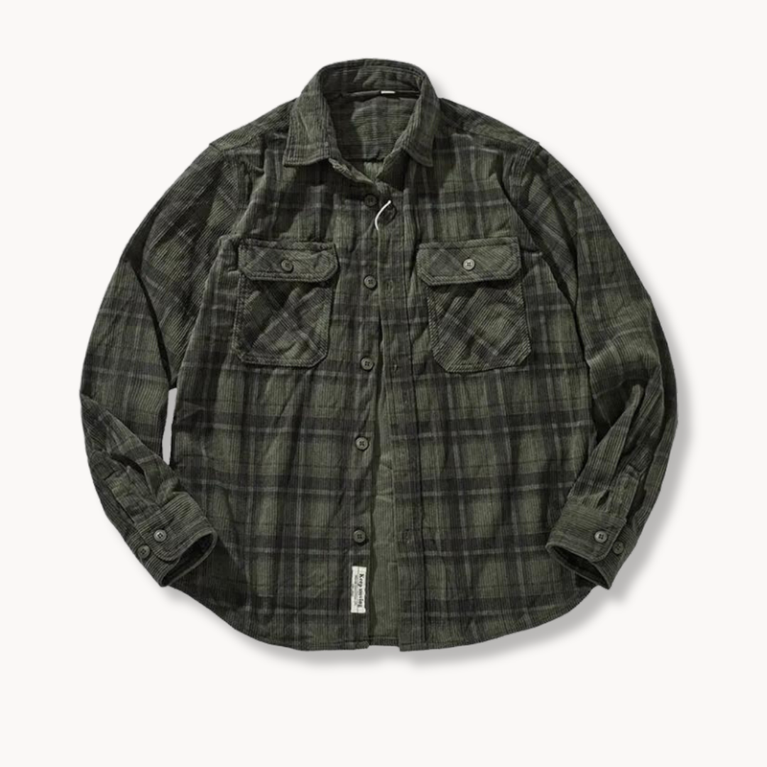 Flannel Shirt Men – Bruce Corduroy Casual Button-Up