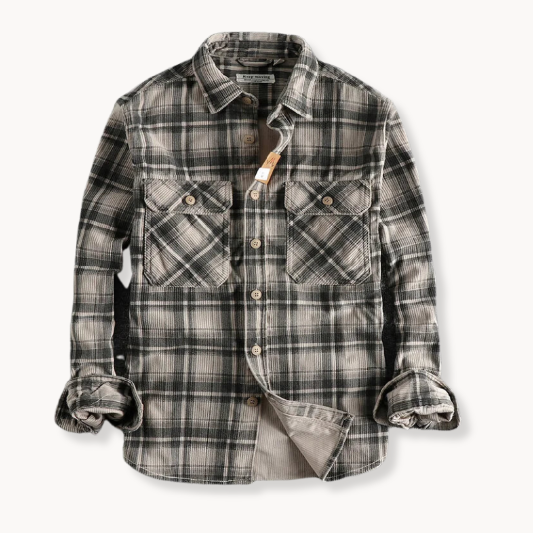 Flannel Shirt Men – Bruce Corduroy Casual Button-Up