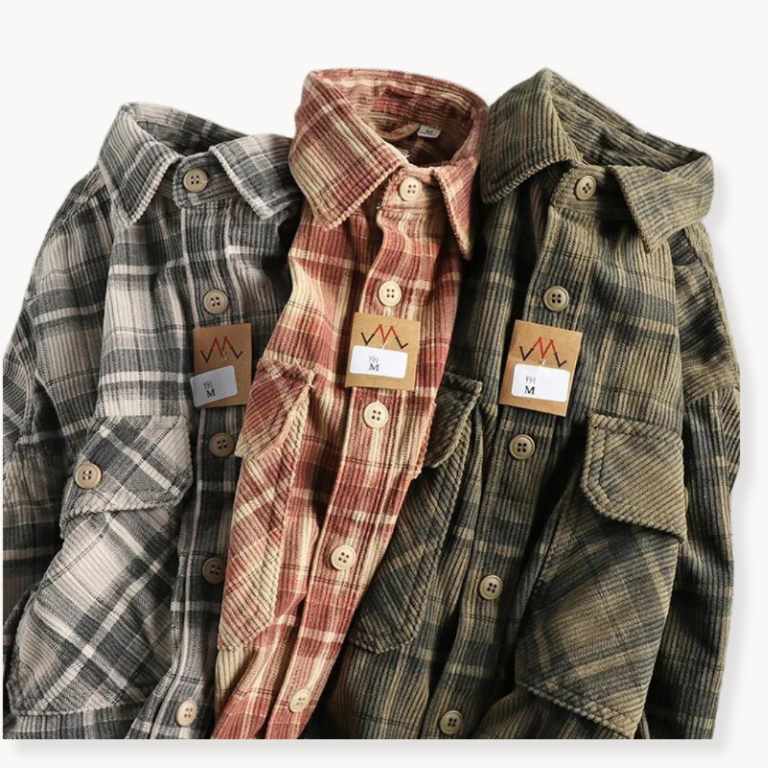 Flannel Shirt Men – Bruce Corduroy Casual Button-Up