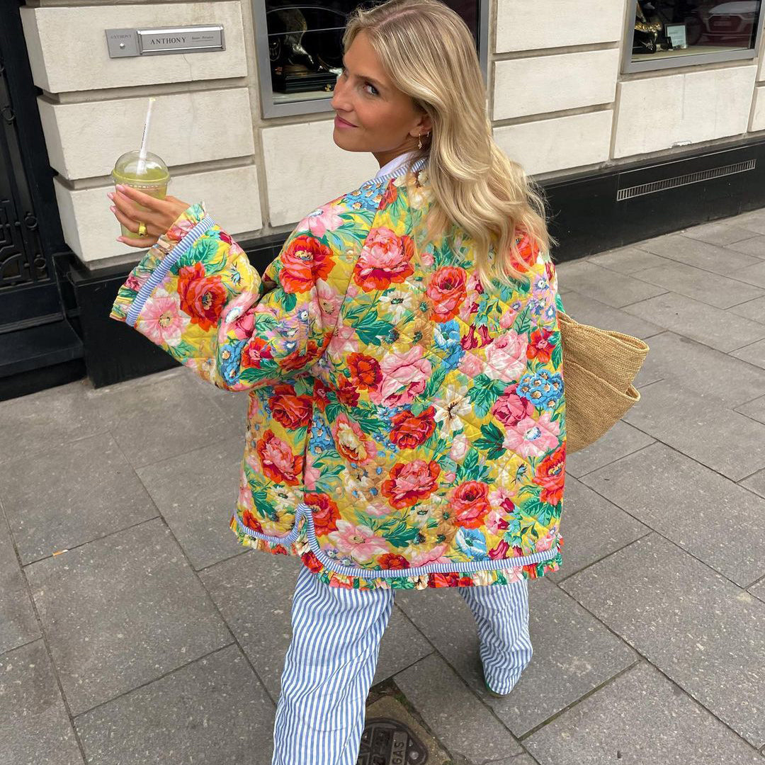 Floral Patchwork Jacket Women – Stylish Lightweight Layer for Spring Fashion