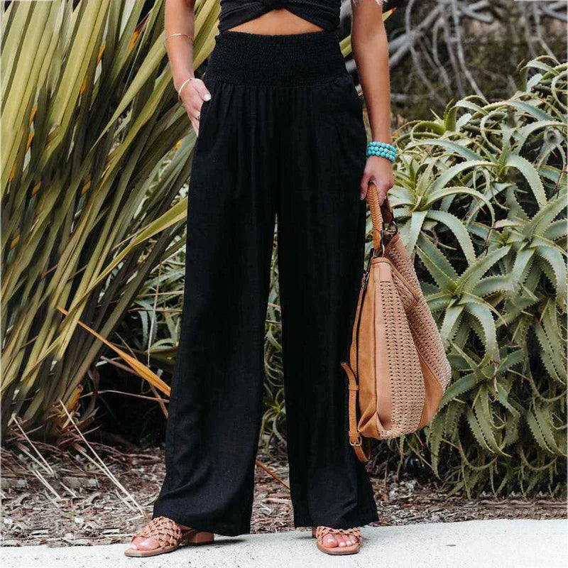 Wide Leg Tropical Pants – Lightweight Summer Trousers for Women