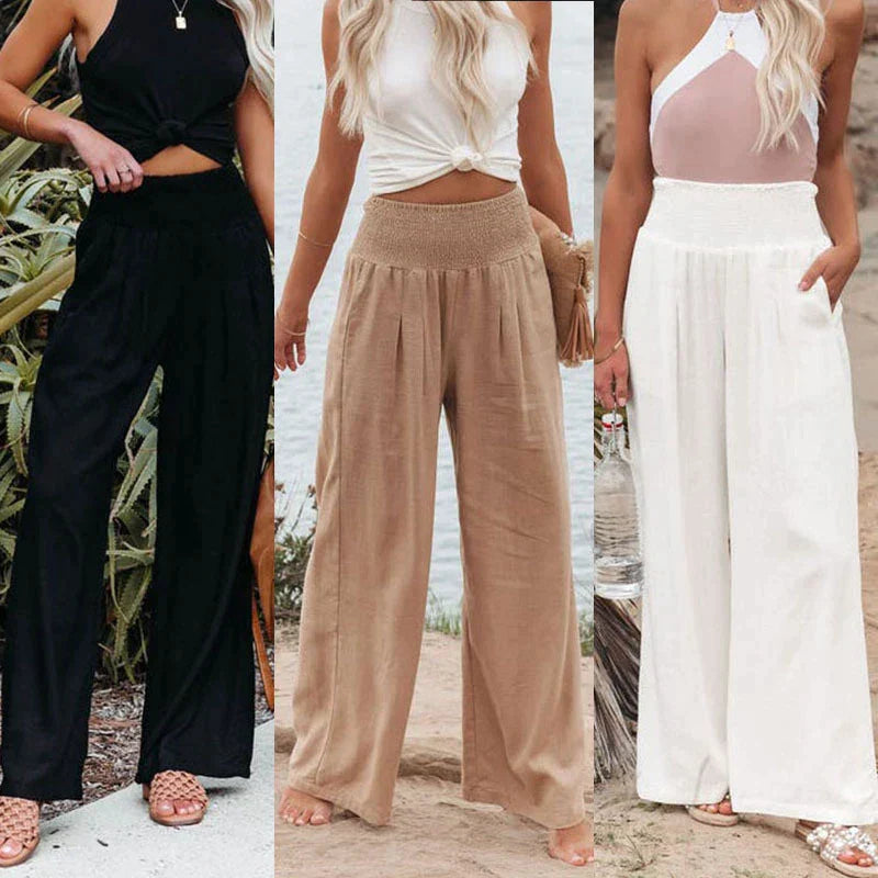 Wide Leg Tropical Pants – Lightweight Summer Trousers for Women