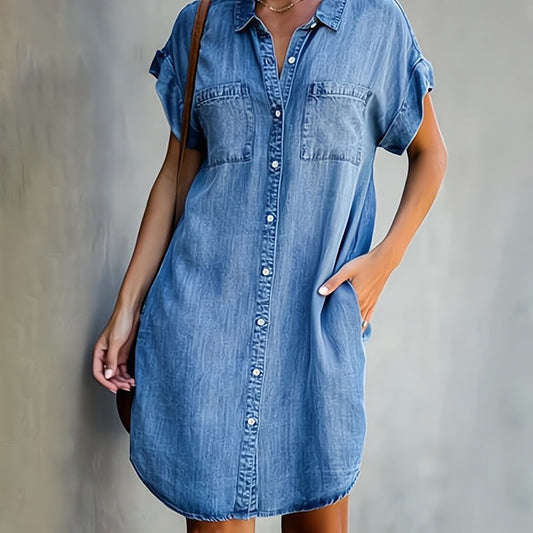 Denim Dress Women – Stylish Casual Denim Midi Dress for Everyday Wear