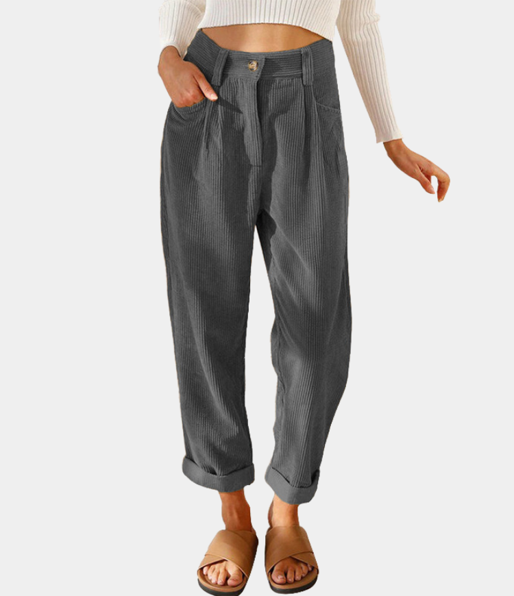 Women's Corduroy Pants – Stylish High-Waisted Trousers for Casual Wear