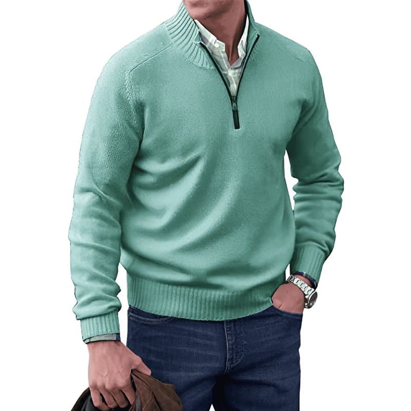 Men's Pullover with Short Zip – Lightweight Casual Sweater for Everyday Wear