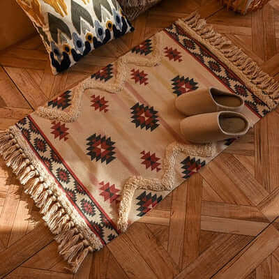 Boho Area Rug 60x90 cm – Washable Decorative Rug for Cozy Home Spaces