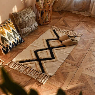 Boho Area Rug 60x90 cm – Washable Decorative Rug for Cozy Home Spaces