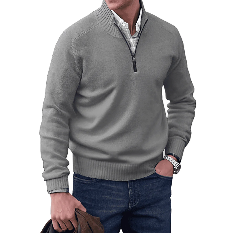 Men's Pullover with Short Zip – Lightweight Casual Sweater for Everyday Wear