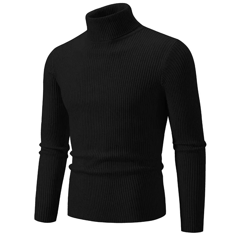 Turtleneck Ribbed Sweater – Women's Cozy Knit Top for Fall