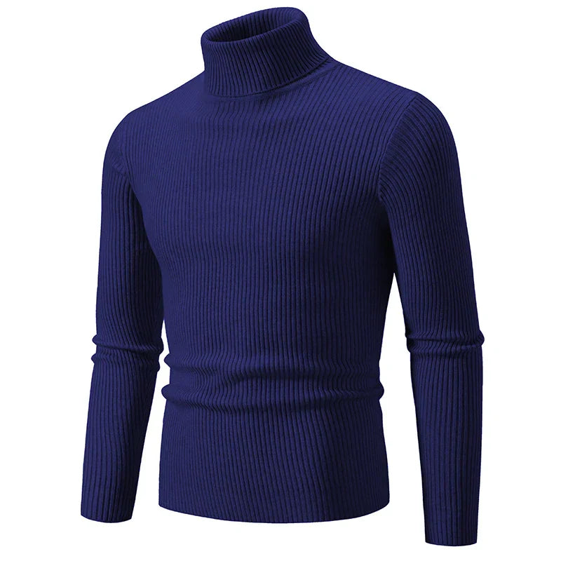 Turtleneck Ribbed Sweater – Women's Cozy Knit Top for Fall