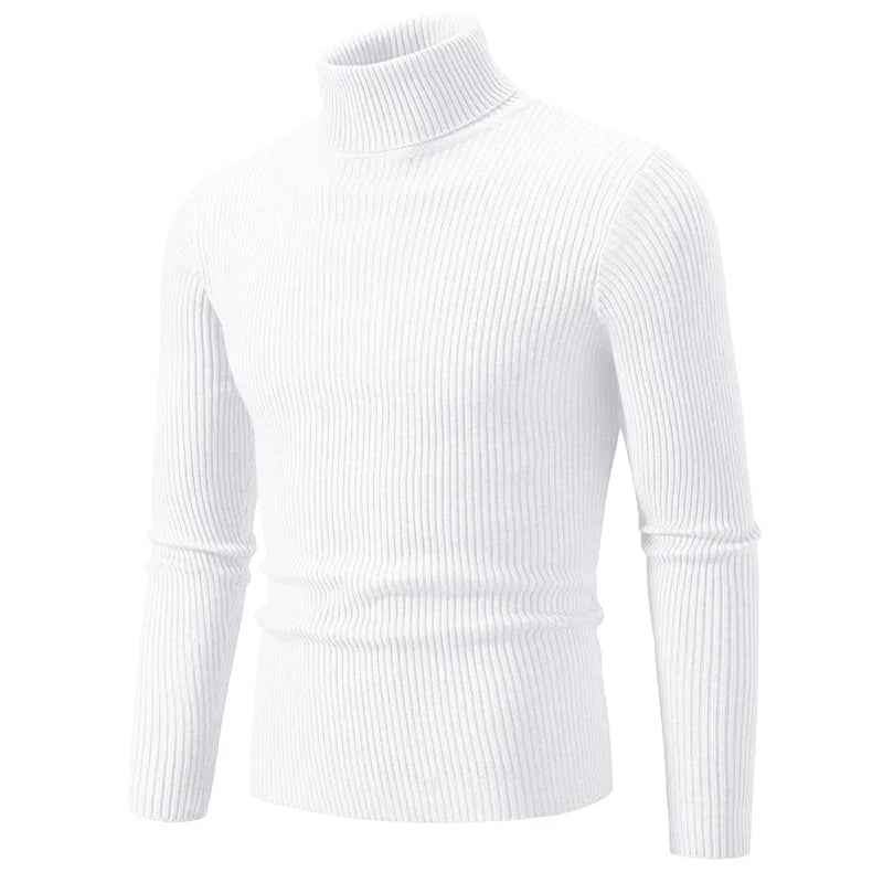 Turtleneck Ribbed Sweater – Women's Cozy Knit Top for Fall