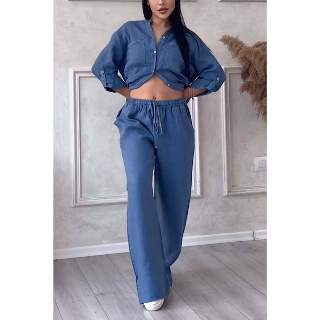 Two-Piece Set Women – Stylish Solid Color Outfit for Casual Wear