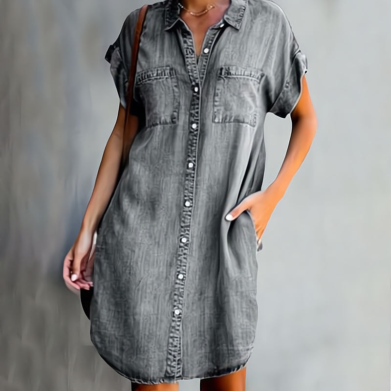 Denim Dress Women – Stylish Casual Denim Midi Dress for Everyday Wear