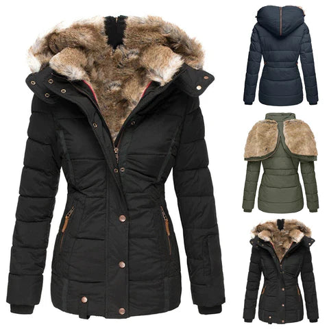 Women's Casual Fur Coat with Hood – Warm Stylish Outerwear