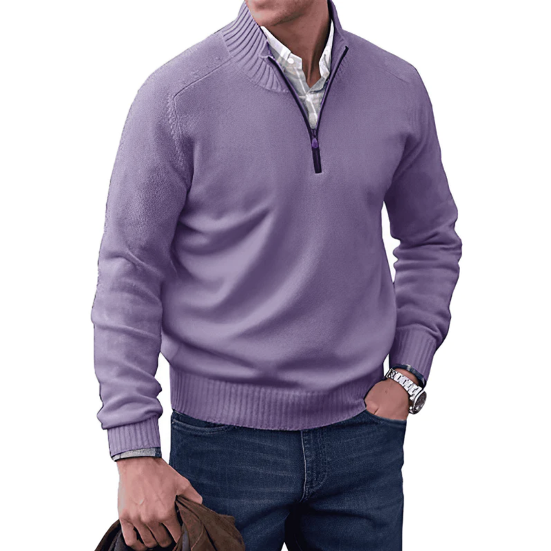 Men's Pullover with Short Zip – Lightweight Casual Sweater for Everyday Wear