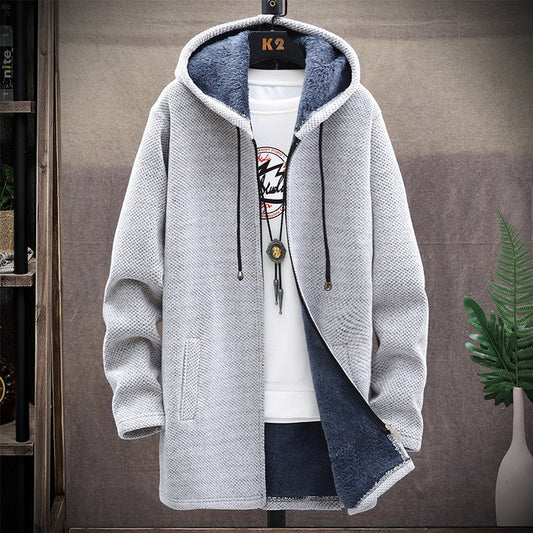 Hooded Zipper Sweater for Men – Warm Fleece Pullover with Pockets