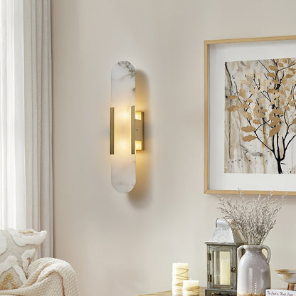 Wall Light Fixture – Alabaster Design with Brass Accent for Elegant Decor