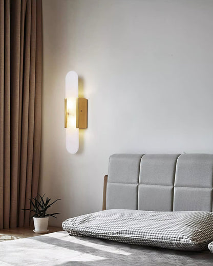 Wall Light Fixture – Alabaster Design with Brass Accent for Elegant Decor