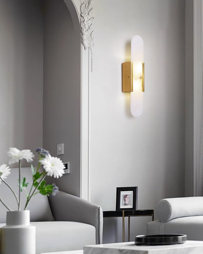 Wall Light Fixture – Alabaster Design with Brass Accent for Elegant Decor