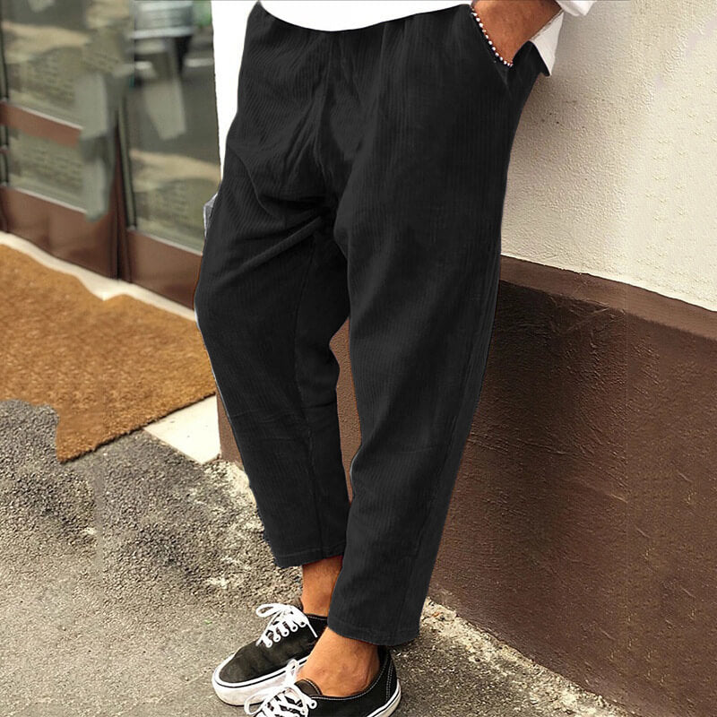 Men's Corduroy Trousers – Casual Loose Fit Pants for Everyday Wear