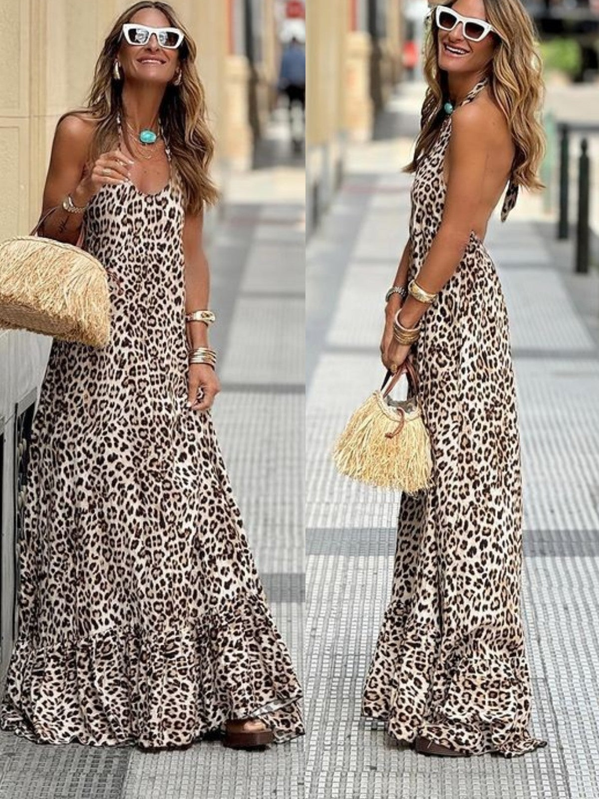 Maxi Dress Leopard Print – Elegant Long Dress for Women