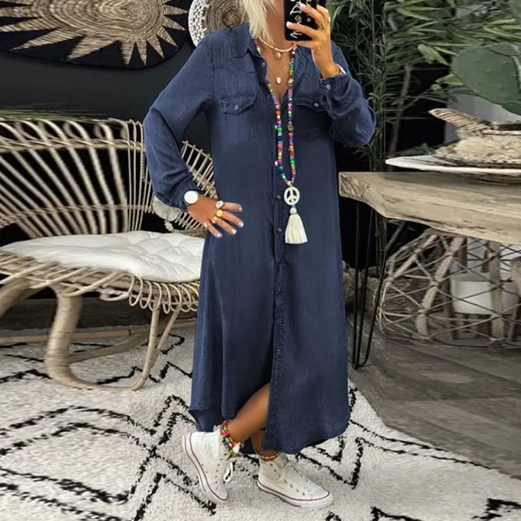 Denim Dress for Women – Stylish Casual Summer Dress with Sleeves