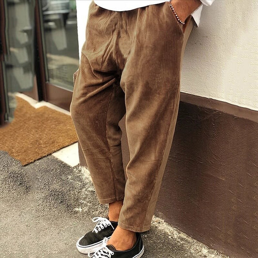 Men's Corduroy Trousers – Casual Loose Fit Pants for Everyday Wear